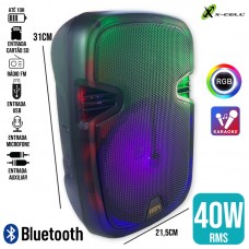 Caixa de Som Bluetooth 40W RGB PK-29 X-Cell - Preta